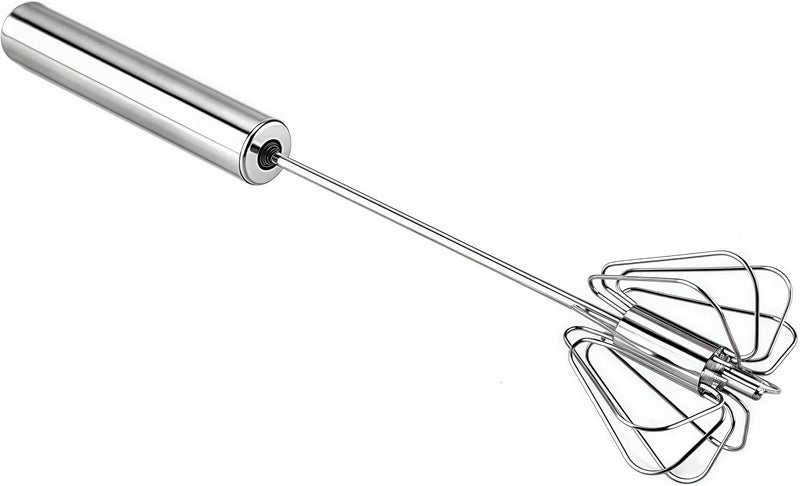 Digead Stainless Steel Egg Whisk, Hand Push Rotary Whisk Blender, Versatile Milk Frother, Hand Push Mixer Stirrer for Blending, Whisking, Beating & Stirring (12in) - Image 1