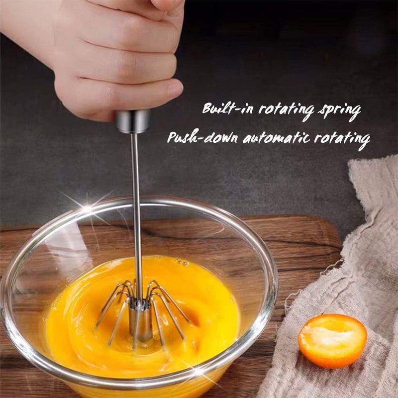 Digead Stainless Steel Egg Whisk, Hand Push Rotary Whisk Blender, Versatile Milk Frother, Hand Push Mixer Stirrer for Blending, Whisking, Beating & Stirring (12in) - Image 2