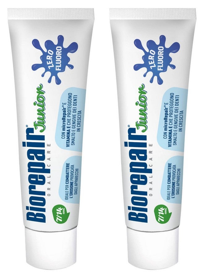 Biorepair: Oral Care Junior 7-14 Years Toothpaste, Fluoride Free, with Mint Extract - 2.53 Fluid Ounces (75ml) Tubes (Pack of 2) [ Italian Import ] - Image 1