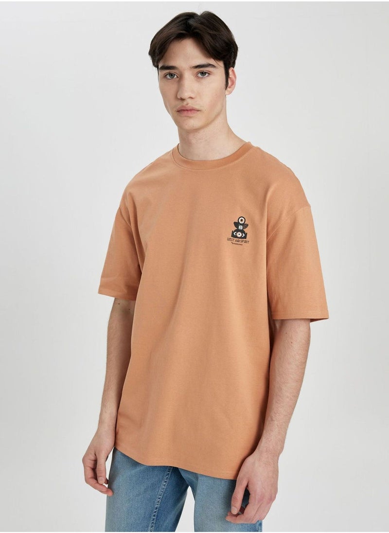 DeFacto Comfort Fit Crew Neck Printed T-Shirt  - Image 1