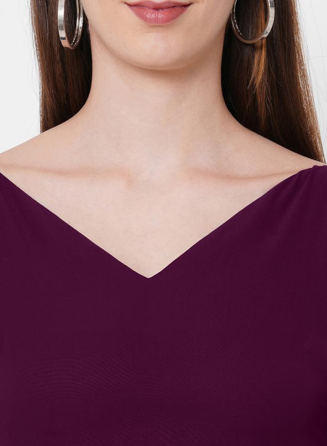 ميش فستان طويل سادة بقصة جورجيت وأكمام بشق - Image 2