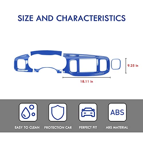 JWWY for Charger Center Consoles Dash Board Dashboard Instrument Gauge Cluster Dash Fascia Trim Panel Garnish Bezel for 2015-2026+ Dodge Charger Interior Accessories,ABS Blue 5pcs - Image 2