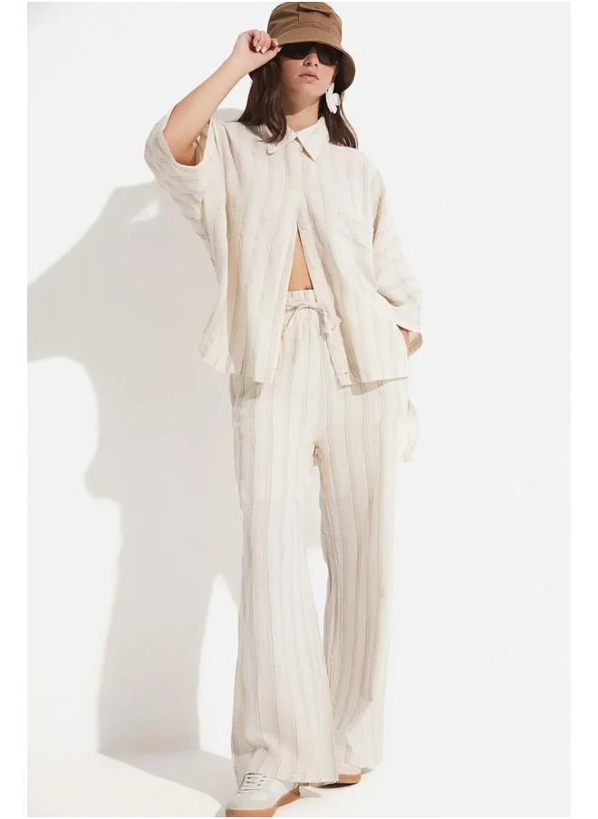 JUNE June Shirt Trousers Set Stone - Grey