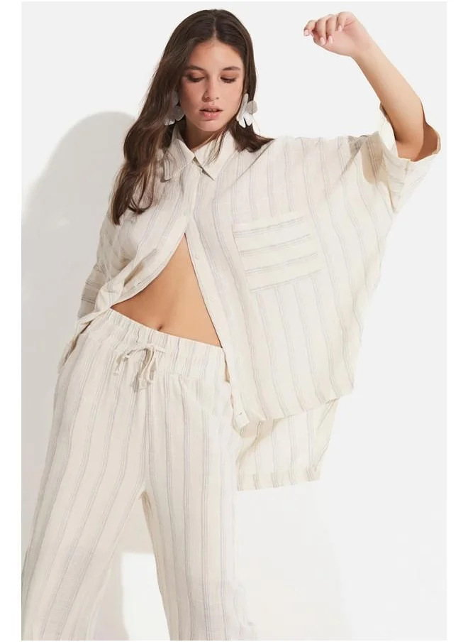 JUNE June Shirt Trousers Set Stone - Grey
