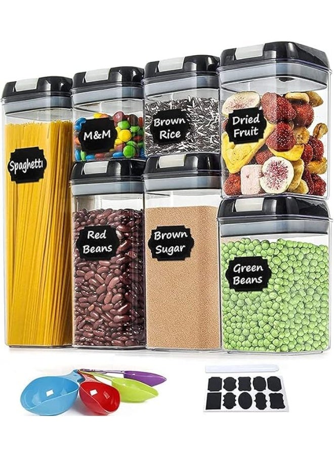 Airtight Food Containers, Set of 7 Plastic Airtight Containers, Kitchen Organization, Food Storage, BPA-Free with Lids, Non-Toxic, Ideal Food Containers - Image 1