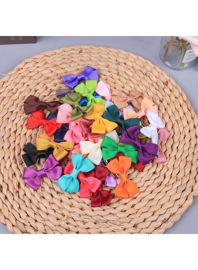 XIMA 70Piece 2Inch Hair Bows For Baby Girls35Colors In Pairs Grosgrain Boutique Solid Ribbon Mini Bows Alligator Clips For Newborn Girls Infants Toddlers - Image 5