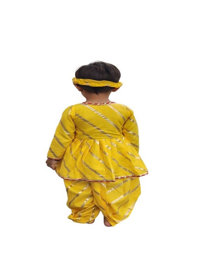 Aglare Krishna.. Embroidered Angarkha Top With Lace Work Dhoti And Mukut Murli,for Janmashtami and Navratri.Boys Kedia..YY14 - Image 2