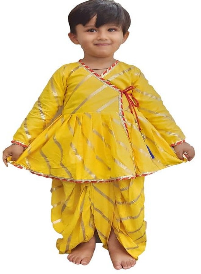 Aglare Krishna.. Embroidered Angarkha Top With Lace Work Dhoti And Mukut Murli,for Janmashtami and Navratri.Boys Kedia..YY14 - Image 3