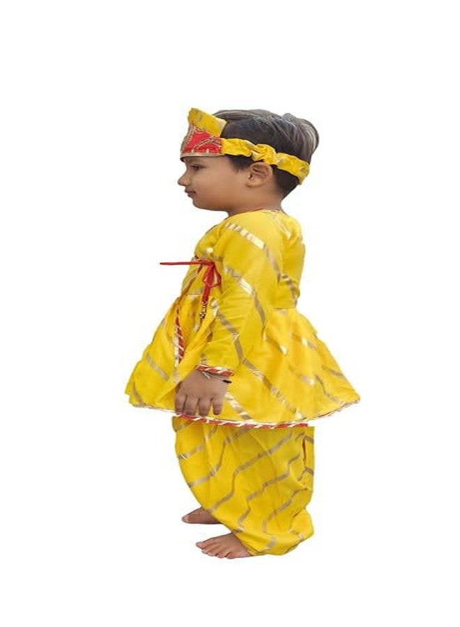 Aglare Krishna.. Embroidered Angarkha Top With Lace Work Dhoti And Mukut Murli,for Janmashtami and Navratri.Boys Kedia..YY14 - Image 4