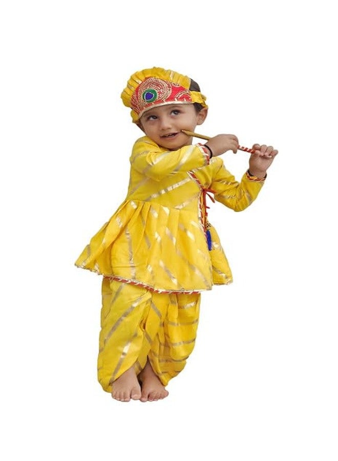 Aglare Krishna.. Embroidered Angarkha Top With Lace Work Dhoti And Mukut Murli,for Janmashtami and Navratri.Boys Kedia..YY14 - Image 1