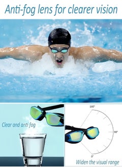Beauenty 5 in 1 Anti-fog Swimming Goggles - Swimming Goggles Set with Swimming Cap, Ear Plugs, Nose Clip, Leak-proof Swimming Goggles - Waterproof Swimming Goggles, Effectively Block UV Rays - Suitable for Men, Women  - Image 3