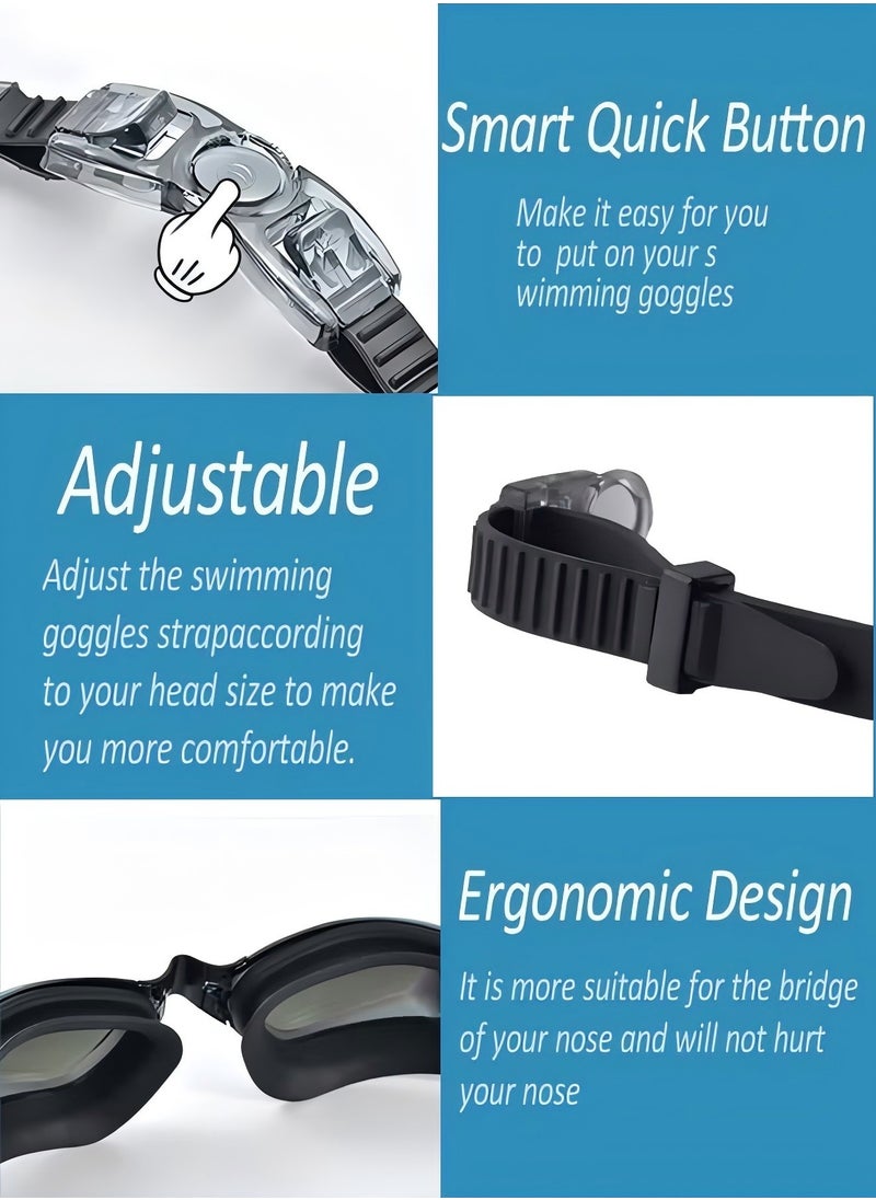 5 in 1 Anti-fog Swimming Goggles - Swimming Goggles Set with Swimming Cap, Ear Plugs, Nose Clip, Leak-proof Swimming Goggles - Waterproof Swimming Goggles, Effectively Block UV Rays - Suitable for Men, Women