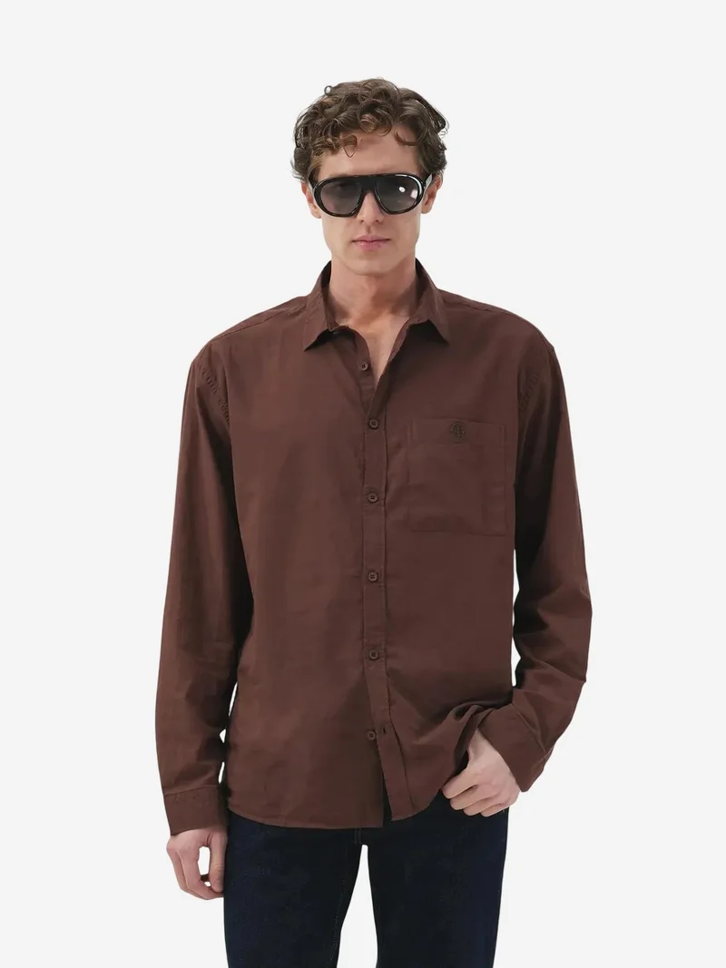 جيستو GIESTO Men's Regular Fit Long Sleeve Poplin Shirt with Pocket