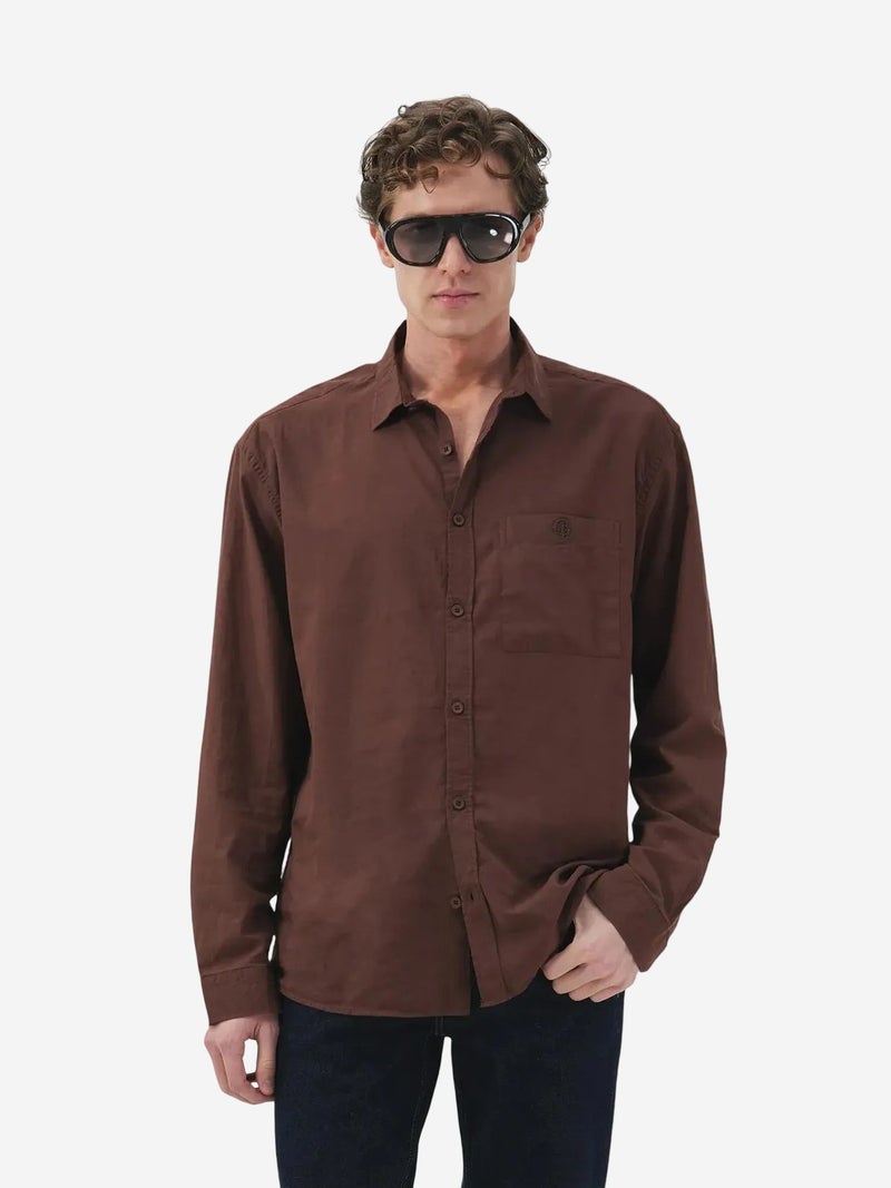 GIESTO Men's Regular Fit Long Sleeve Poplin Shirt with Pocket - Image 1