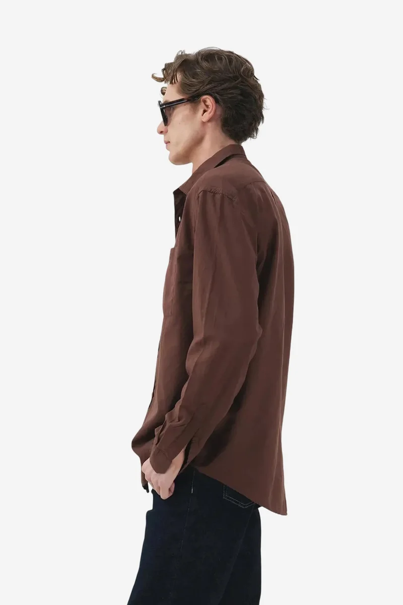 Giesto Beaver Brown GIESTO Men's Regular Fit Long Sleeve Poplin Shirt with Pocket for Men | Best Price UAE