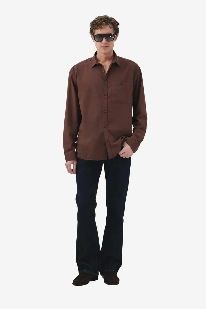 جيستو GIESTO Men's Regular Fit Long Sleeve Poplin Shirt with Pocket