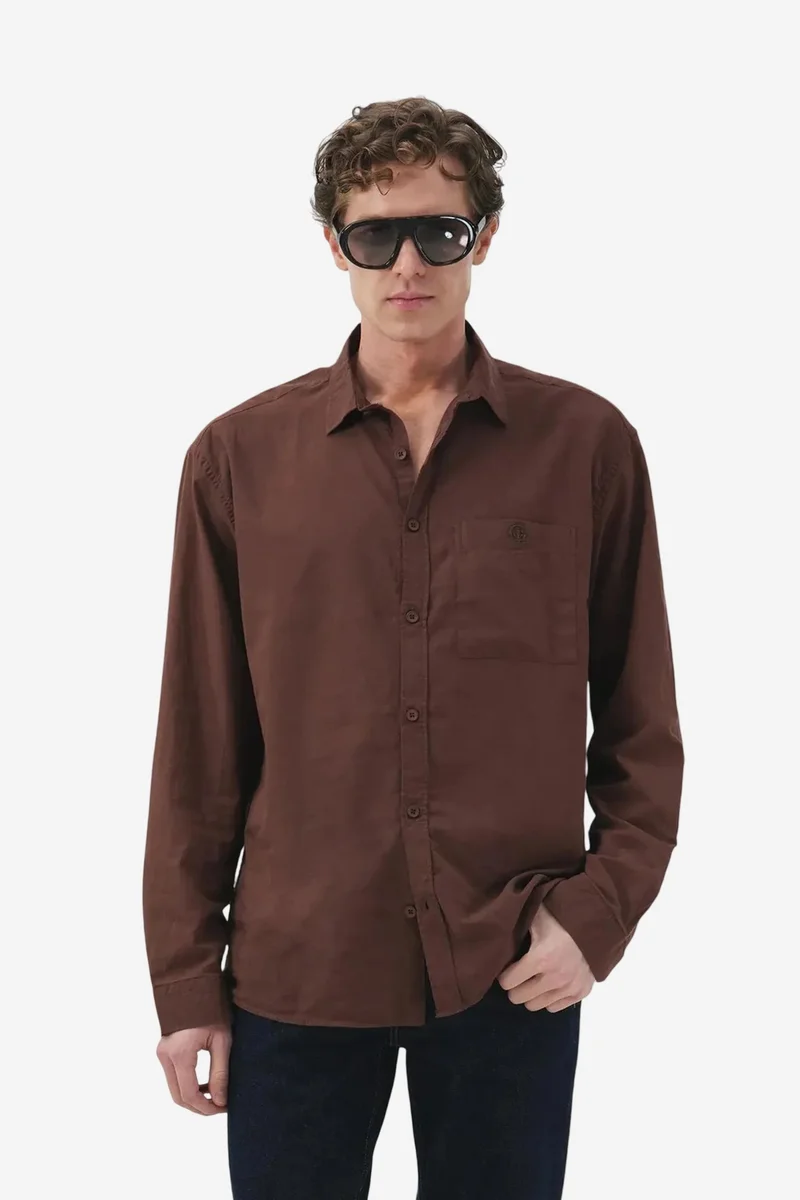 جيستو GIESTO Men's Regular Fit Long Sleeve Poplin Shirt with Pocket