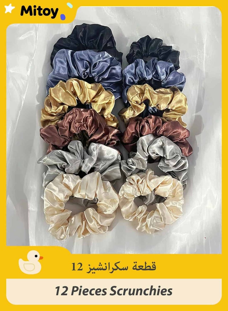 ميتوي 12 قطعة سكرونشي حريري لجميع أنواع الشعر والقوام للفتيات والنساء - Image 1