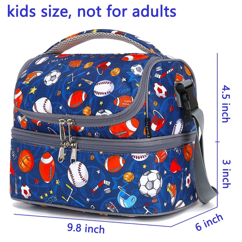 FlowFly Double Decker Cooler Insulated Lunch Bag Large Tote for Boys, Girls, Men, Women, With Adjustable Strap, Football - Image 3