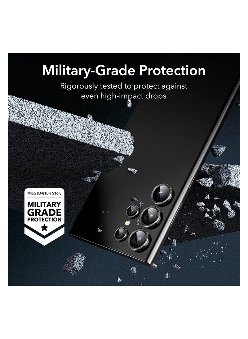 SYOSI Samsung Galaxy S23 Ultra Camera Lens Protector 9H Tempered Glass Camera Cover Screen Protector Metal Individual Ring for S23 Ultra Accessories with Installation Tray Set of 5 Black  - Image 3