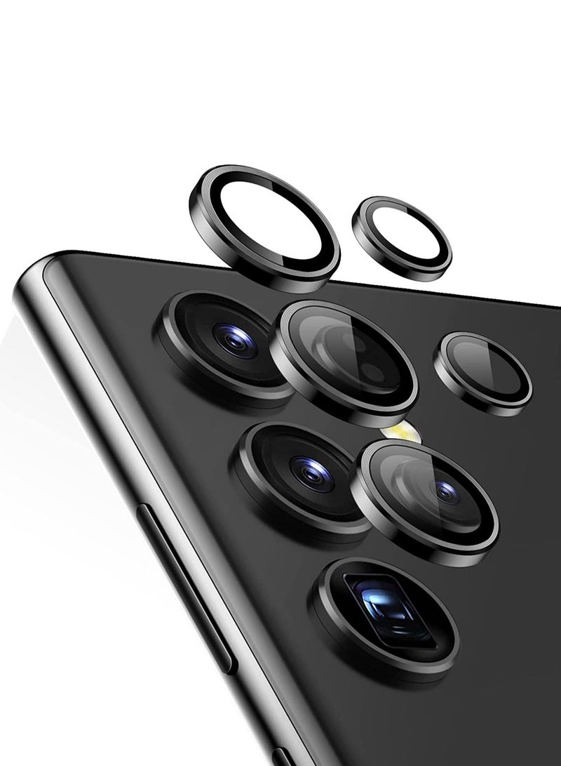 SYOSI Samsung Galaxy S23 Ultra Camera Lens Protector 9H Tempered Glass Camera Cover Screen Protector Metal Individual Ring for S23 Ultra Accessories with Installation Tray Set of 5 Black  - Image 1
