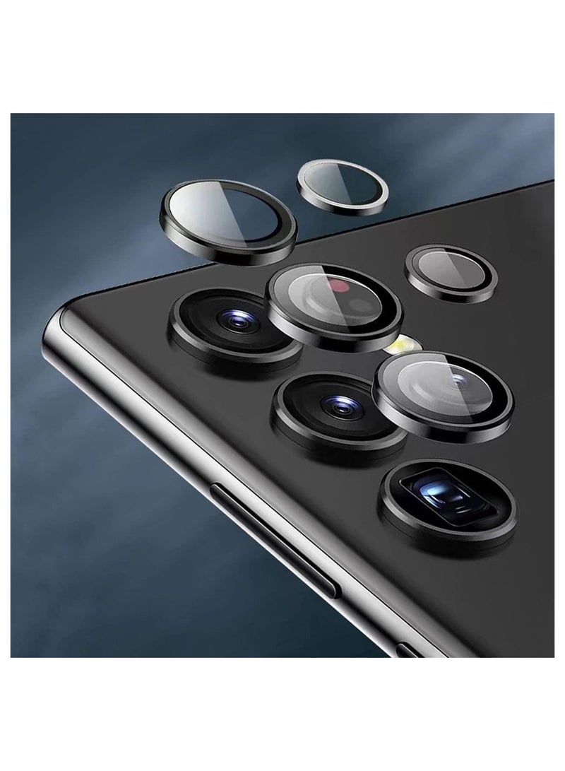 SYOSI Samsung Galaxy S23 Ultra Camera Lens Protector 9H Tempered Glass Camera Cover Screen Protector Metal Individual Ring for S23 Ultra Accessories with Installation Tray Set of 5 Black  - Image 2