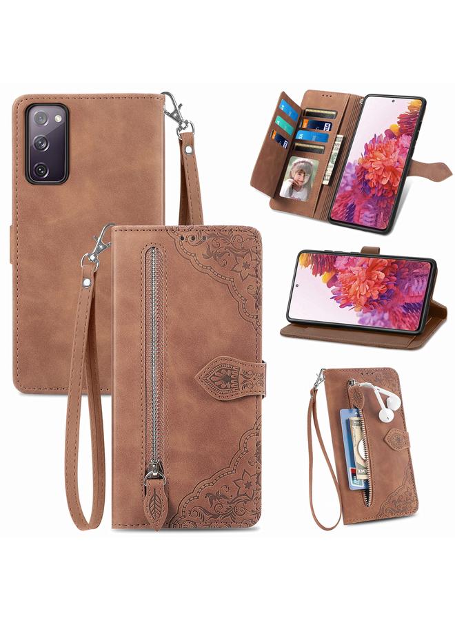 اس-توب جراب لهاتف Samsung Galaxy S20 Ultra مصنوع من الجلد المقاوم للصدمات ومزين بنقوش زهور - Image 1