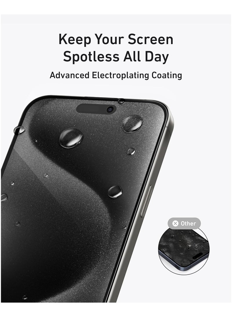 Anker 2 Pack for iPhone 15 Pro Privacy Screen Protector, Anti-Spy HD Tempered-Glass Privacy Screen Protector, Easy Installation Exclusively for iPhone 15 Pro(2-Pack) - Image 5