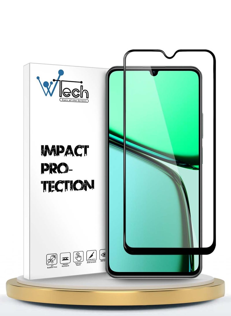 Wtech Realme C61 / Realme C63 4G 2024 Premium E2E Series Full Glue Full Cover Tempered Glass Screen Protector - Clear/Black - Image 1