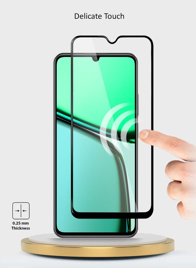 Wtech Realme C61 / Realme C63 4G 2024 Premium E2E Series Full Glue Full Cover Tempered Glass Screen Protector - Clear/Black - Image 4