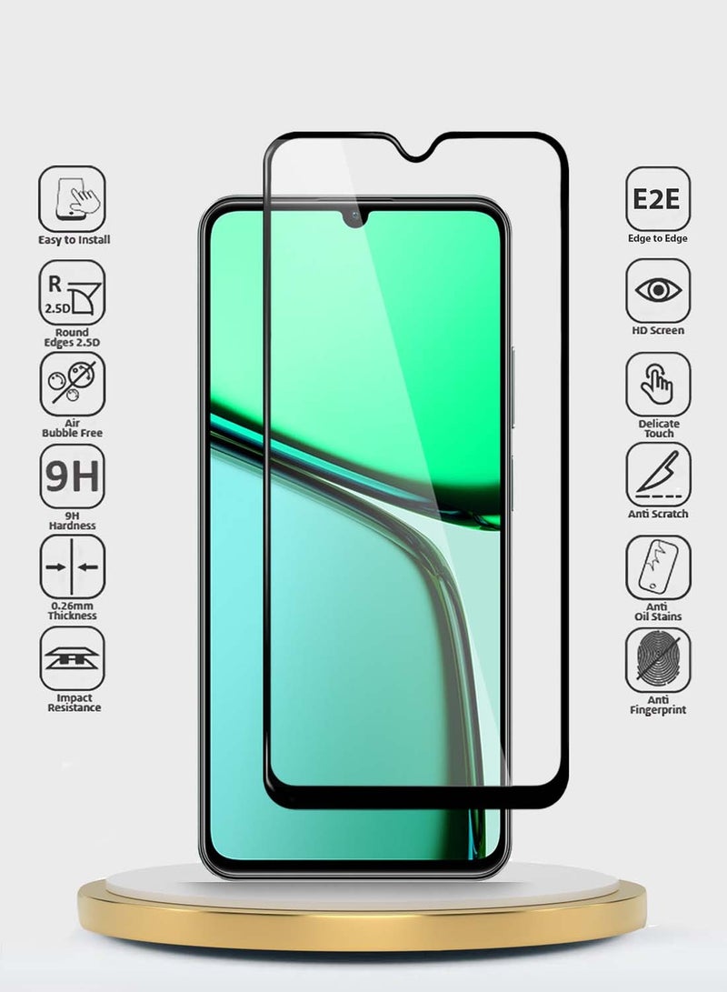 Wtech Realme C61 / Realme C63 4G 2024 Premium E2E Series Full Glue Full Cover Tempered Glass Screen Protector - Clear/Black - Image 2