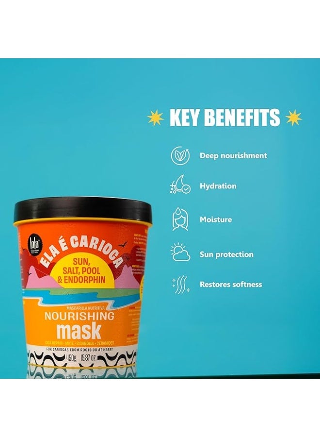 Lola from Rio ماسك شعر مغذي إيلا إيه كاريواكا مع شاي الماتيه وماء جوز الهند - يرطب بعمق، ينعم ويستعيد اللمعان لجميع أنواع الشعر (450 جرام) - Image 3