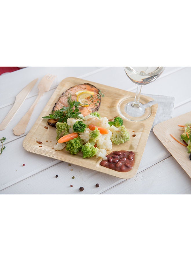 Restaurantware 9 x 9 Inch Plates With Glass Holder, 50 Sustainable Disposable Cocktail Plates - Built-In Cup Holder, Bamboo Serving Plates, For Parties, Wedding Banquets Or Catered Events - Image 5