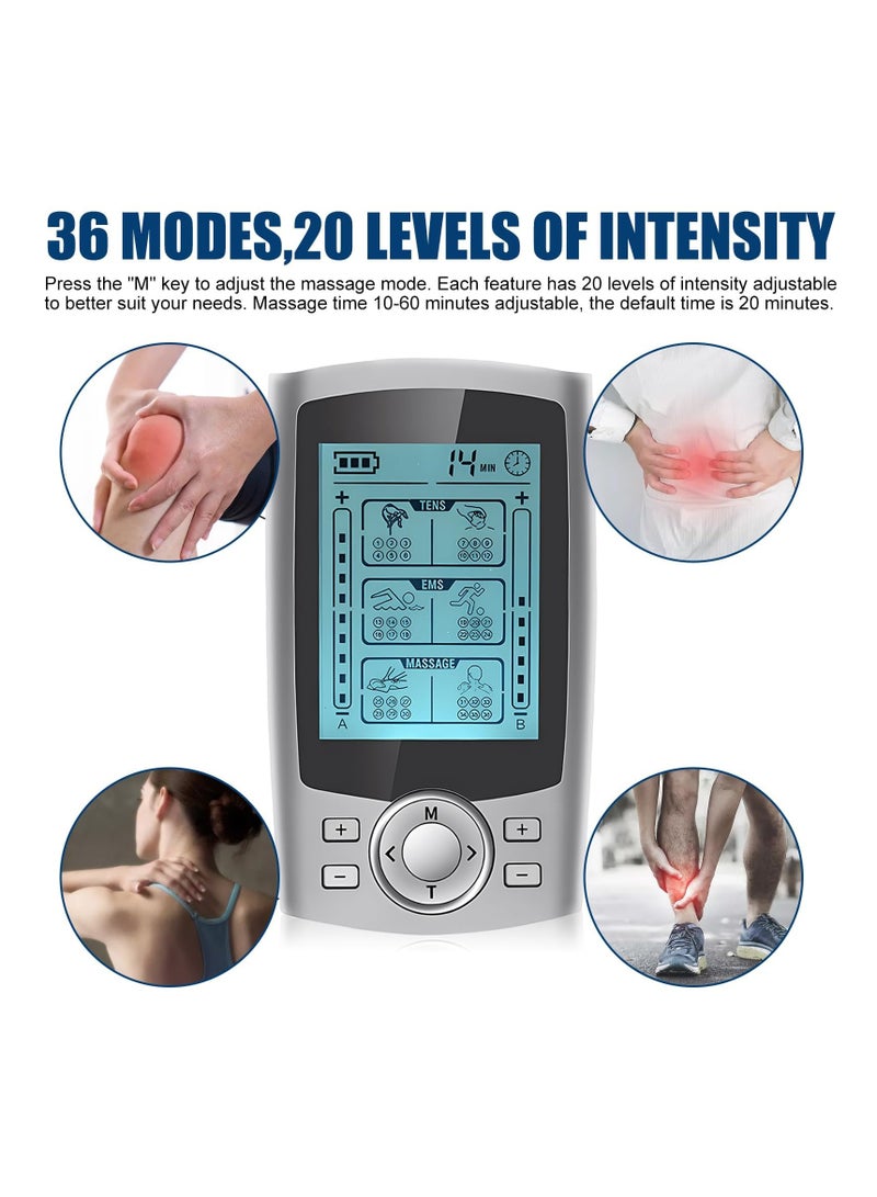 XiuWoo TENS EMS Muscle Stimulator With 36 Massage Modes - Pain Relief Massager, Nerve & Muscle Activation - Includes Electrode Pads - For Better Blood Flow, Relaxation & Recovery - Image 4