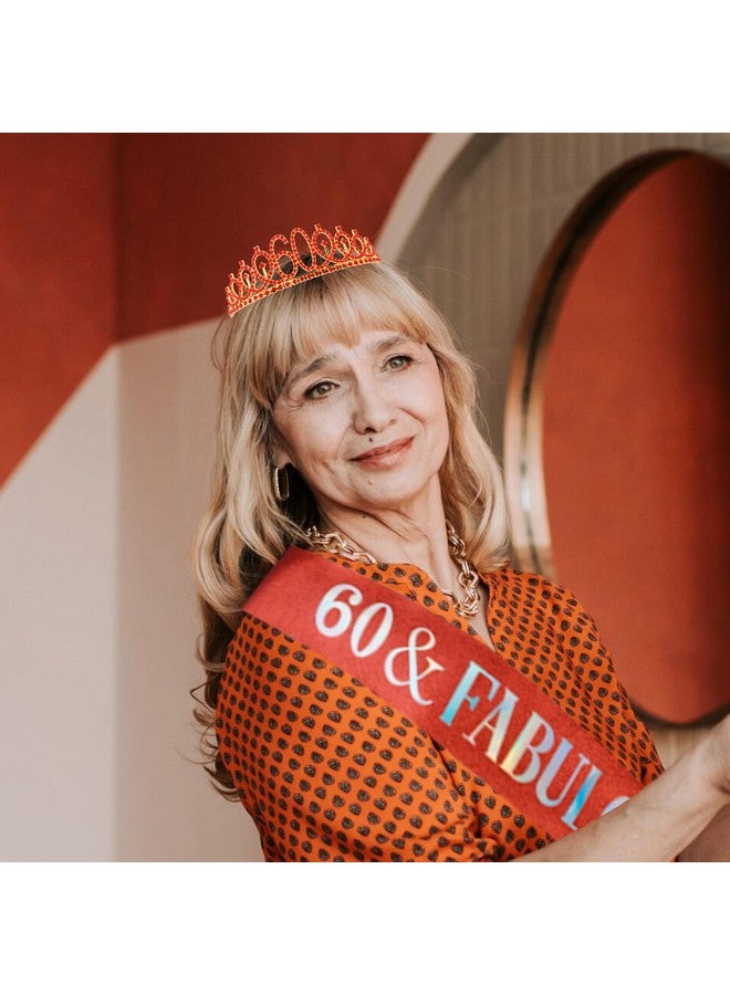 Vovii 60th Birthday Sash and Tiara, Red Tiara, 60th Birthday Gifts for Women, 60th Birthday Decorations for Women, Happy 60th Birthday Decorations - Image 5