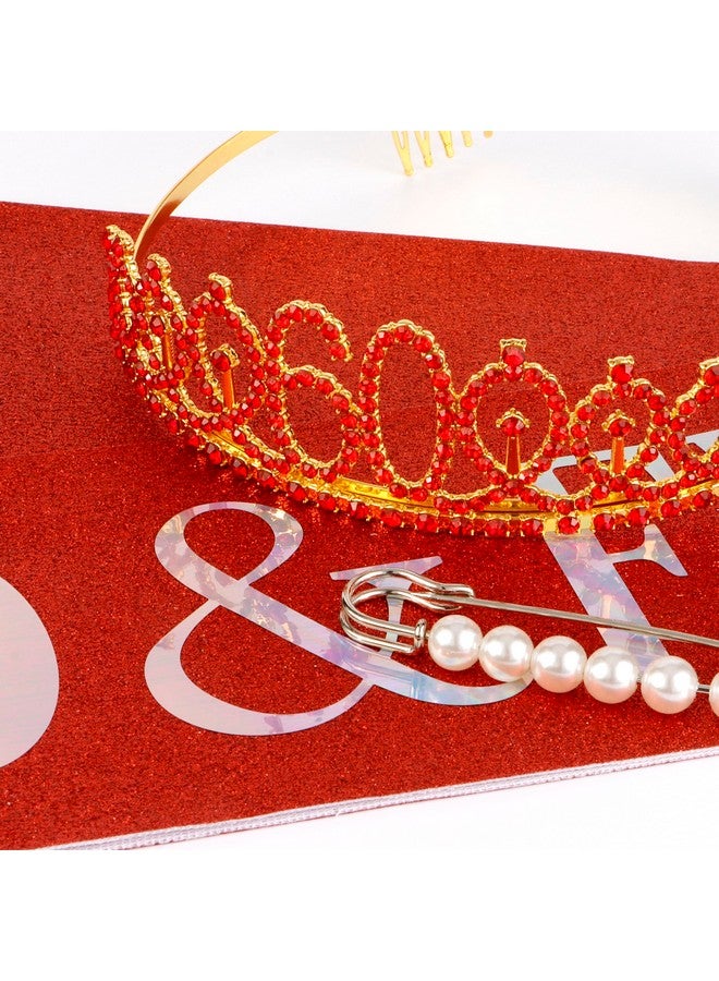 Vovii 60th Birthday Sash and Tiara, Red Tiara, 60th Birthday Gifts for Women, 60th Birthday Decorations for Women, Happy 60th Birthday Decorations - Image 3