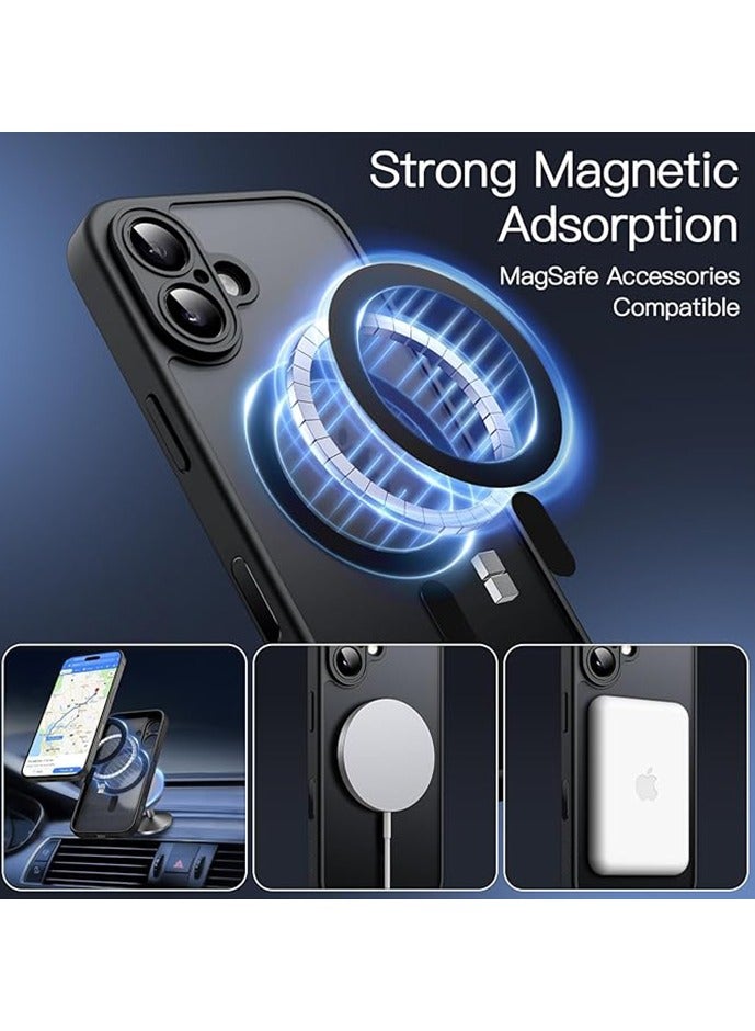 القضية المغناطيسية لـ iPhone 17 5G 6.3 بوصة, غطاء هاتف رقيق واقي شفاف متجمد, مكافحة بصمات الأصابع, حماية ضد السقوط, حالة مقاومة للصدمات لـ iPhone 17 5G (أسود) - Image 3