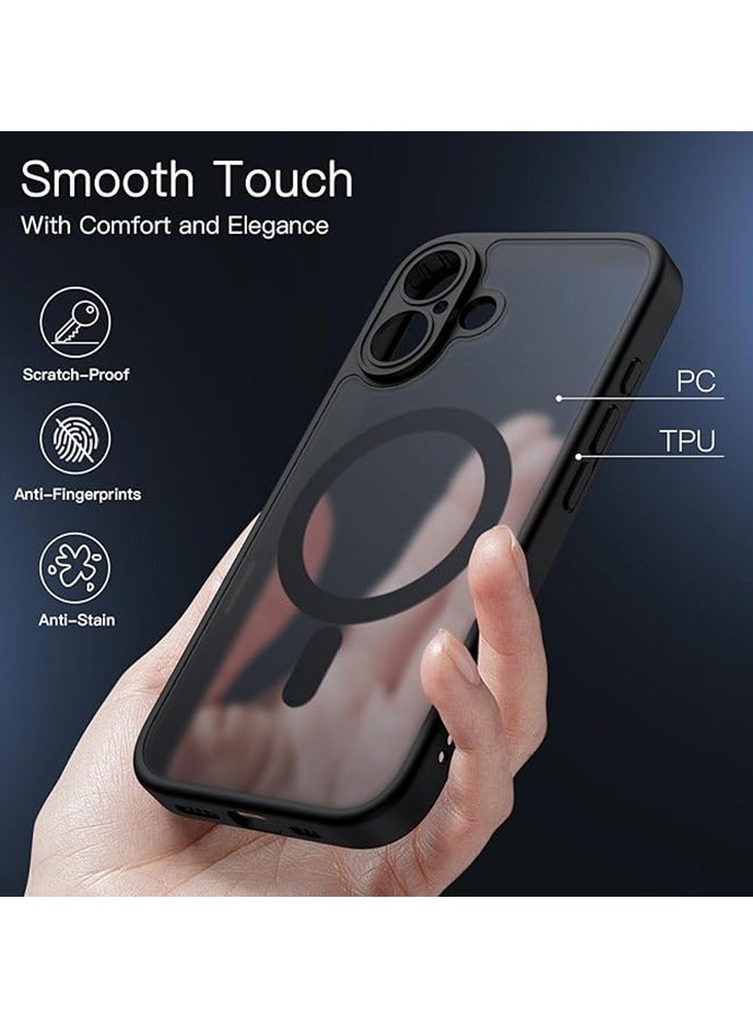 القضية المغناطيسية لـ iPhone 17 5G 6.3 بوصة, غطاء هاتف رقيق واقي شفاف متجمد, مكافحة بصمات الأصابع, حماية ضد السقوط, حالة مقاومة للصدمات لـ iPhone 17 5G (أسود) - Image 4