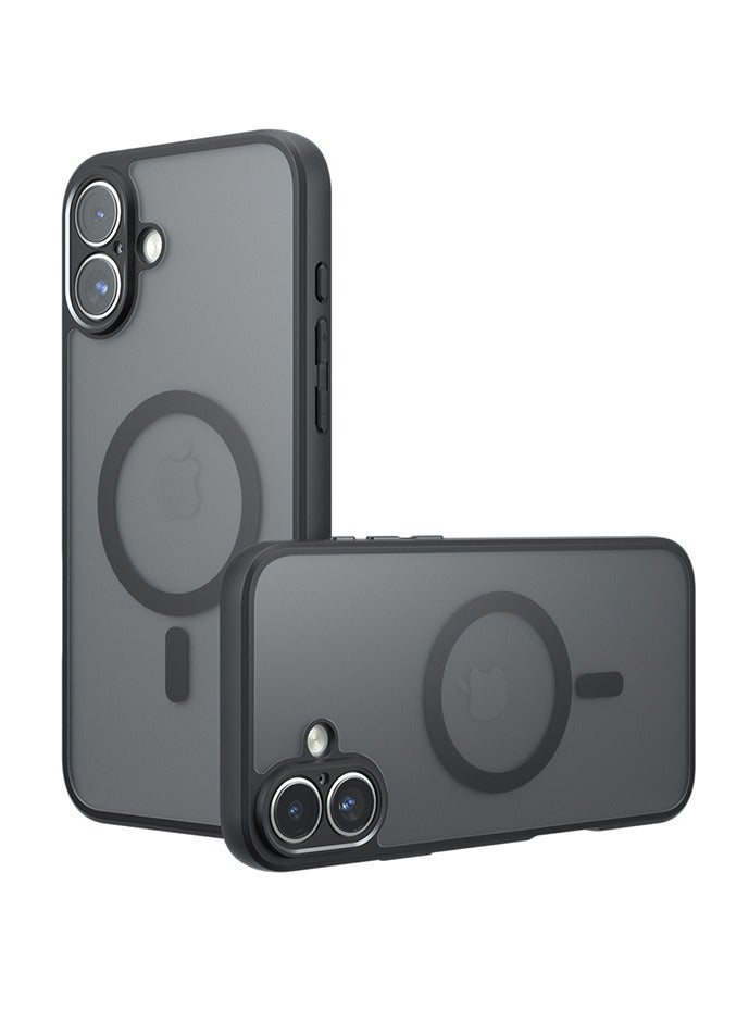 القضية المغناطيسية لـ iPhone 17 5G 6.3 بوصة, غطاء هاتف رقيق واقي شفاف متجمد, مكافحة بصمات الأصابع, حماية ضد السقوط, حالة مقاومة للصدمات لـ iPhone 17 5G (أسود) - Image 1