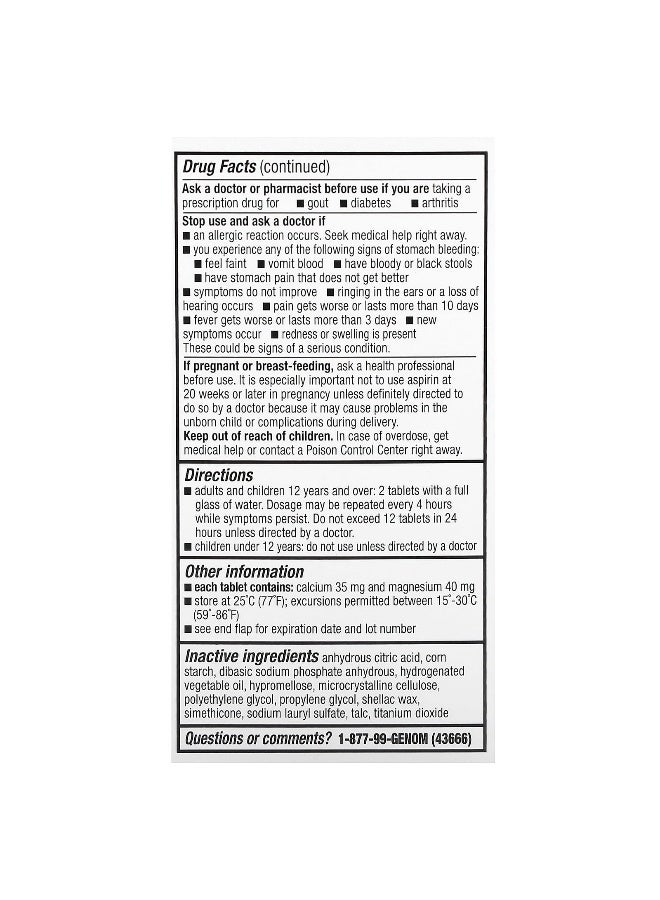 Bufferin Bufferin, Buffered Aspirin (NSAID), Regular Strength, 650 mg, 130 Coated Tablets (325 mg per Tablet) - Image 3