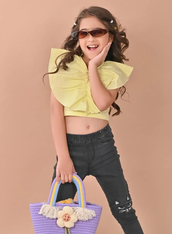 ليل بيكس LilPicks Ruffled V Neck Crop Top