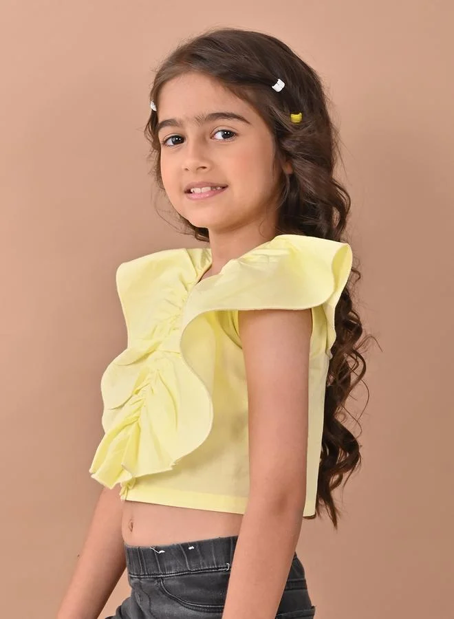 ليل بيكس LilPicks Ruffled V Neck Crop Top
