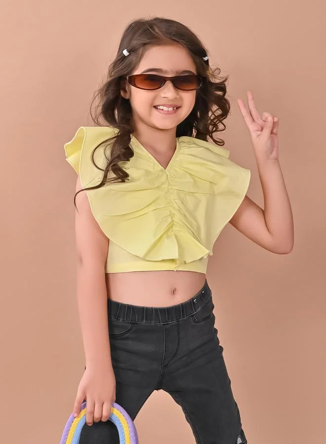 ليل بيكس LilPicks Ruffled V Neck Crop Top