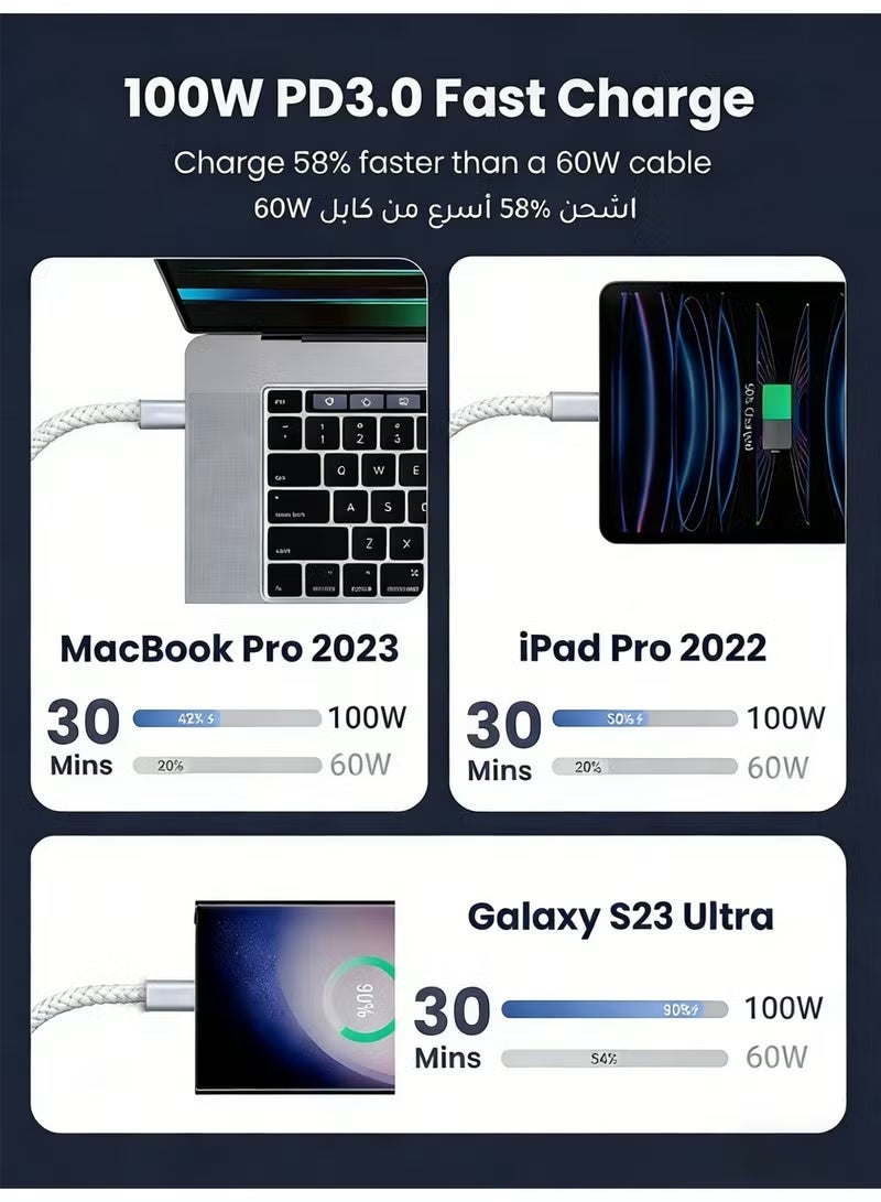 Nexlynx Type C To Type-C USB C Cable 1M Braided 100W Power Delivery PD Fast charge Cable USB C to USB C For iPhone 17 16 15 Pro Max iPad mini 7/6 MacBook Pro/ Air M4 M3 M2 M1 iPad Pro Samsung S25 S24 S23 Ultra Laptop Lenovo Dell Xiaomi - Image 3