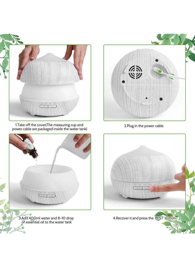 Generic - Essential Oil Diffuser Humidifier for Home: 400ml Aroma Air Oils Diffusers for Large Room - Ultrasonic Aromatherapy Vaporizer Cool Mist Humidifiers with LED Light for Bedroom - Image 1