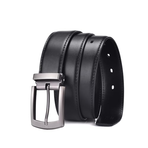 Weifert Men's Dress Belt Black Leather Belts for Jeans (Black, (Fits Waist 34")) - Image 1