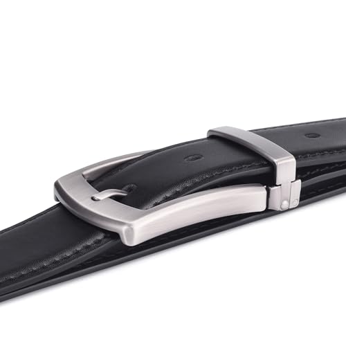 Weifert Men's Dress Belt Black Leather Belts for Jeans (Black, (Fits Waist 34")) - Image 3