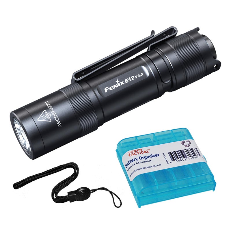 Fenix E12 V3.0 EDC Flashlight Penlight, 200 Lumen 1xAA Battery Designed for Everyday Carry with Lumentac Battery Organizer - Image 1