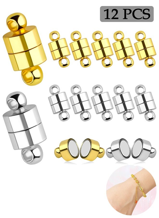 Zoreya - 12 Pcs Magnetic Bracelet Clasps, Round Buckle Magnetic Jewelry Converter, for Jewelry Necklace Making (Golden, Silver) - Image 1