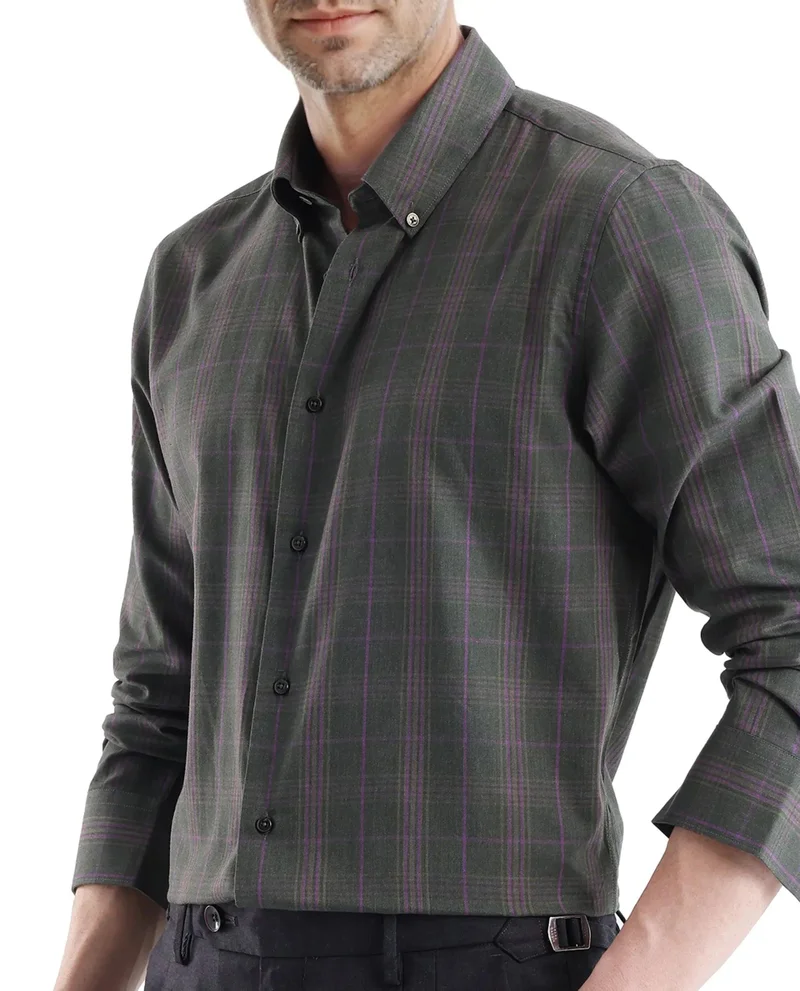 Rare Rabbit Men's Regular Fit Checkered Shirt